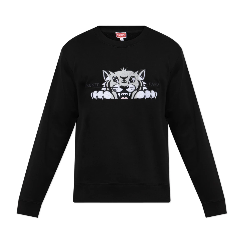 Kenzo Men's Black Sweatshirt With A Distinctive Tiger Head