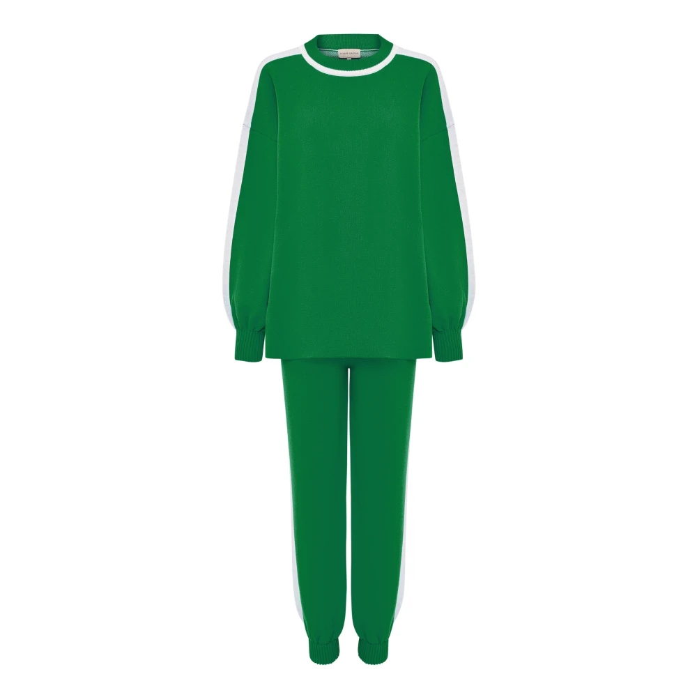 Cesare Gaspari CG Gebreide Jogger set Groen Green Dames