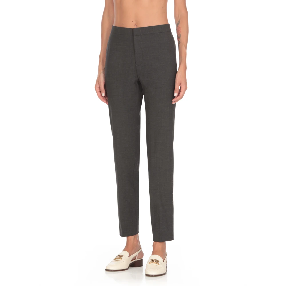 Fabiana Filippi Antraciet Wollen Broek met Helder Details Gray Dames
