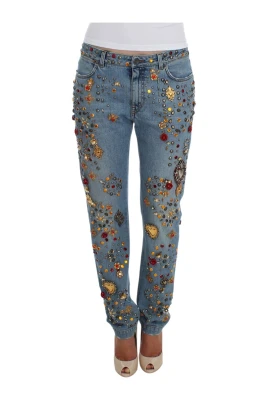 Crystal Roses Heart Embellished Jeans