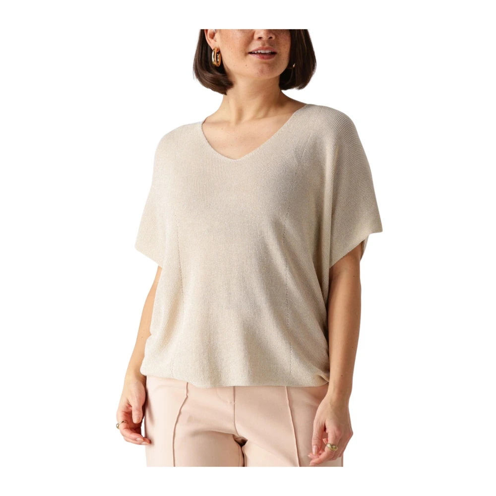 Nukus Lurex Dina Top in Off-White Beige Dames
