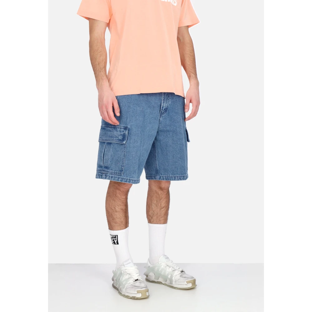 Obey Cargo Denim Shorts Licht Indigo Blue Heren