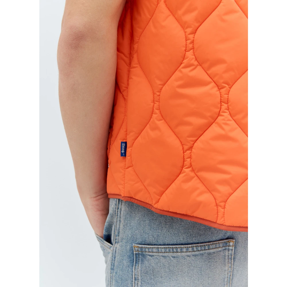 Awake NY Gewatteerde V-halsvest met Logo Patch Orange Heren