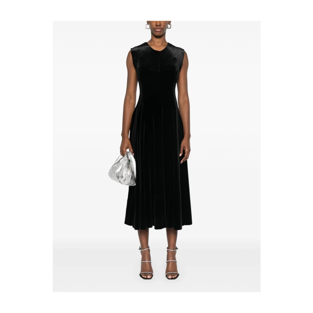 Norma Kamali Zwarte Mouwloze Crew Neck Jurk Black Dames