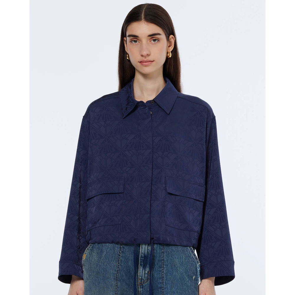 Scotch & Soda Jacquard Utility Shirt Blouse Blue Dames