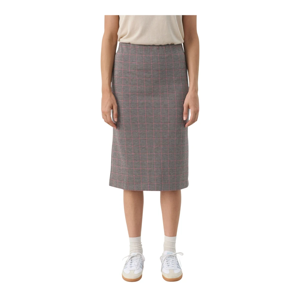 Part Two Women's Brown Midi Skirts, 2XL, Red Check Skirt Classic Style