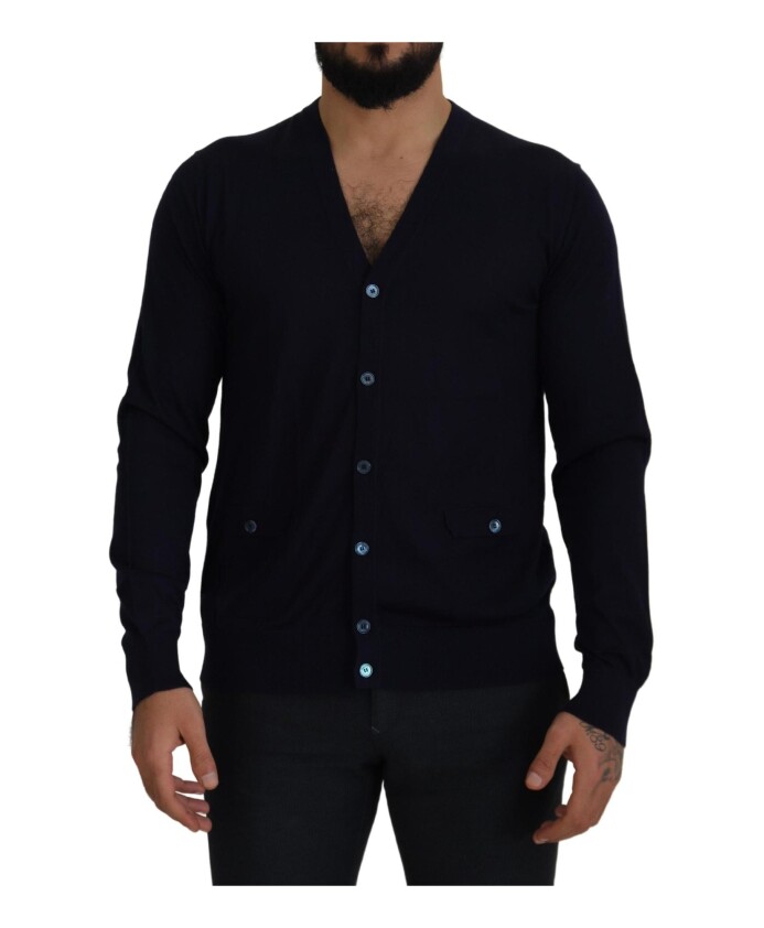 luxury-dark-blue-cashmere-cardigan-sweater