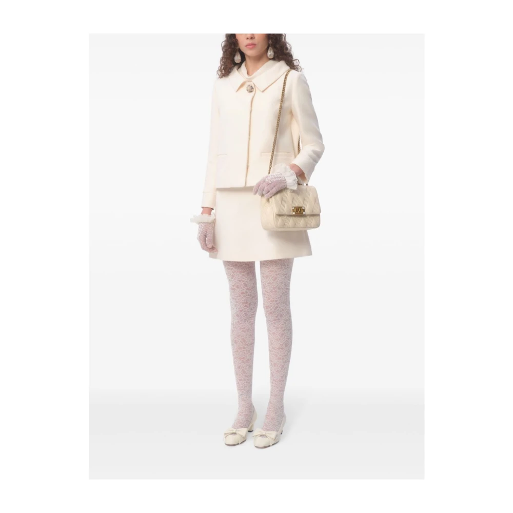 Valentino Ivoor A-lijn Rok met Knoopdetails Beige Dames