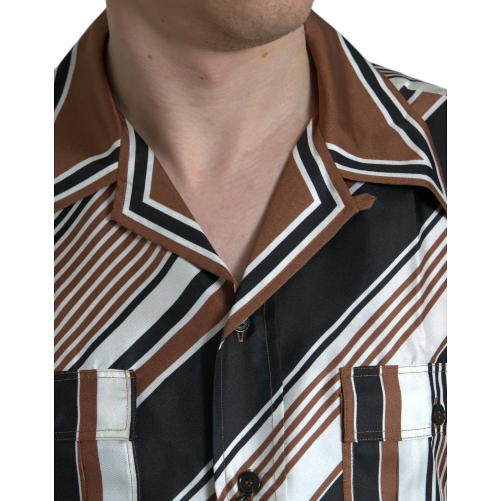 Dolce & Gabbana Gestreept zijden casual overhemd korte mouwen Multicolor Heren