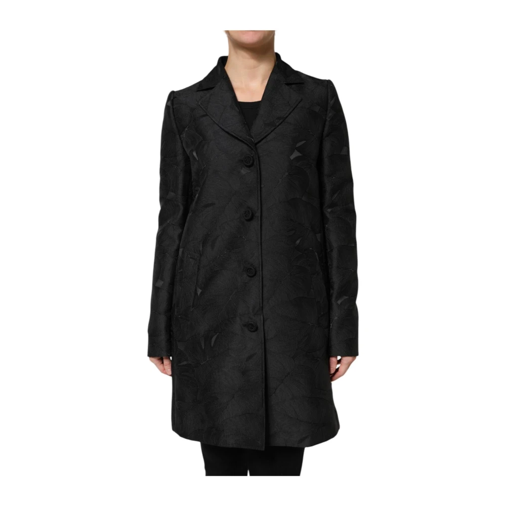 Dolce & Gabbana Women's Black Floral Brocade Trench Coat