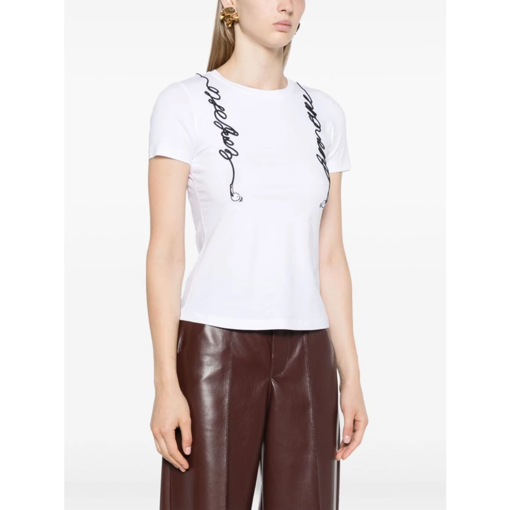 Emporio Armani Wit Katoenmix Logo T-shirt White Dames