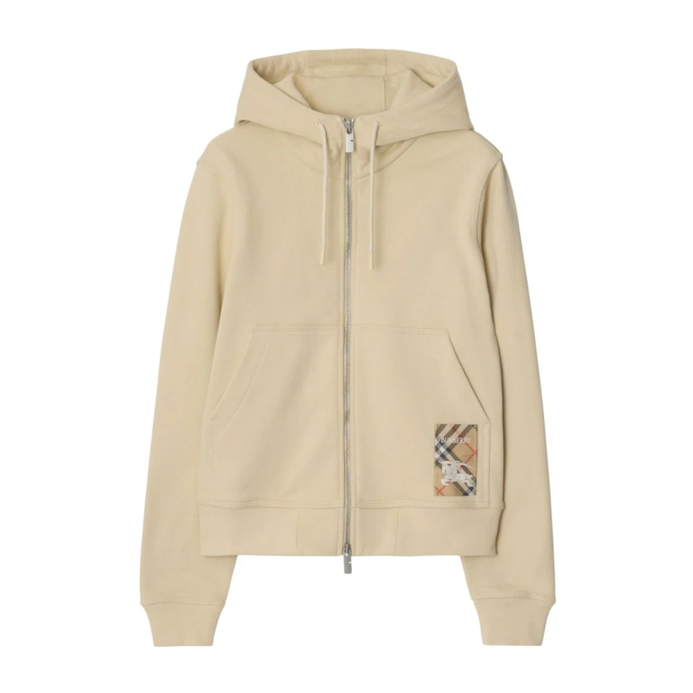 Burberry Beige Logo Zak Rits Hoodie Beige Dames