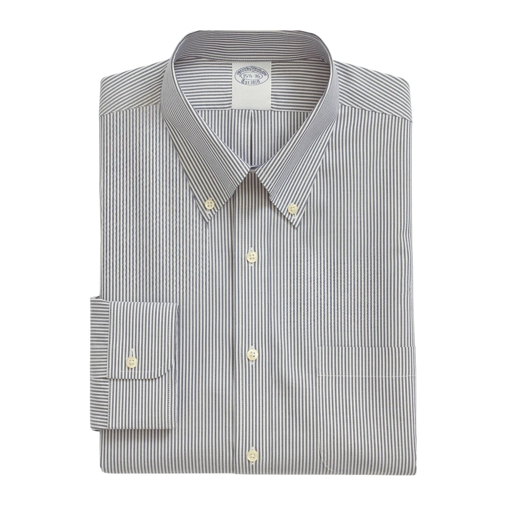 Brooks Brothers Marinblå Regular Fit Non-Iron Stretch Supima Bomull Pinpoint Oxford-Klädsel Skjorta med Button-Down Krage Blue, Herr