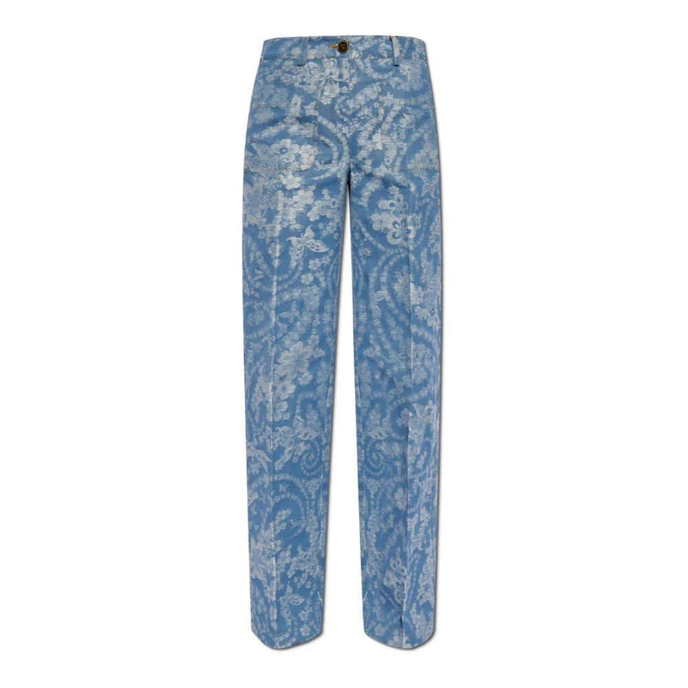 ETRO Broek met decoratief patroon Blue Dames