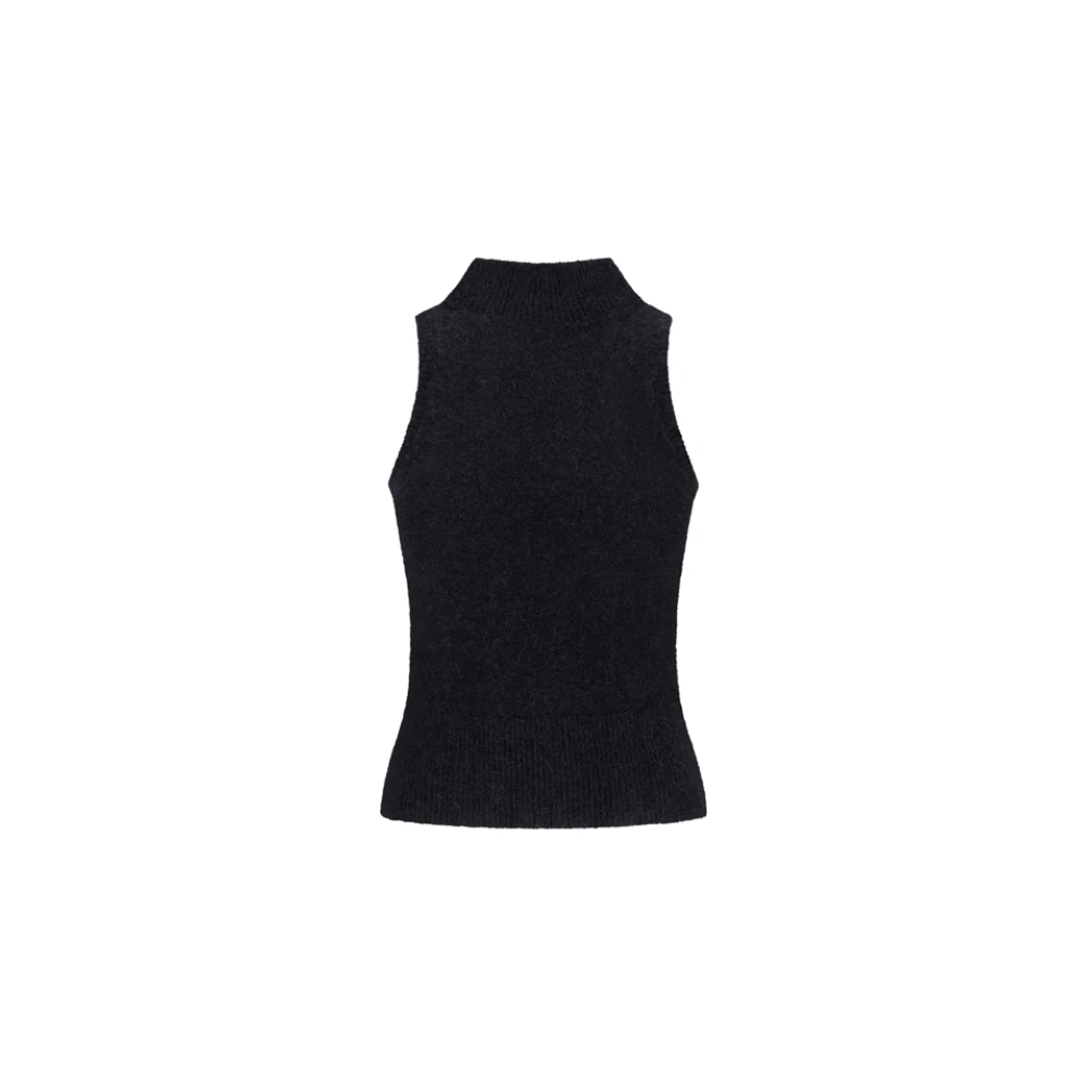 Patou Women's Black Sleeveless Tops, S, Alpaca Sleeveless Top