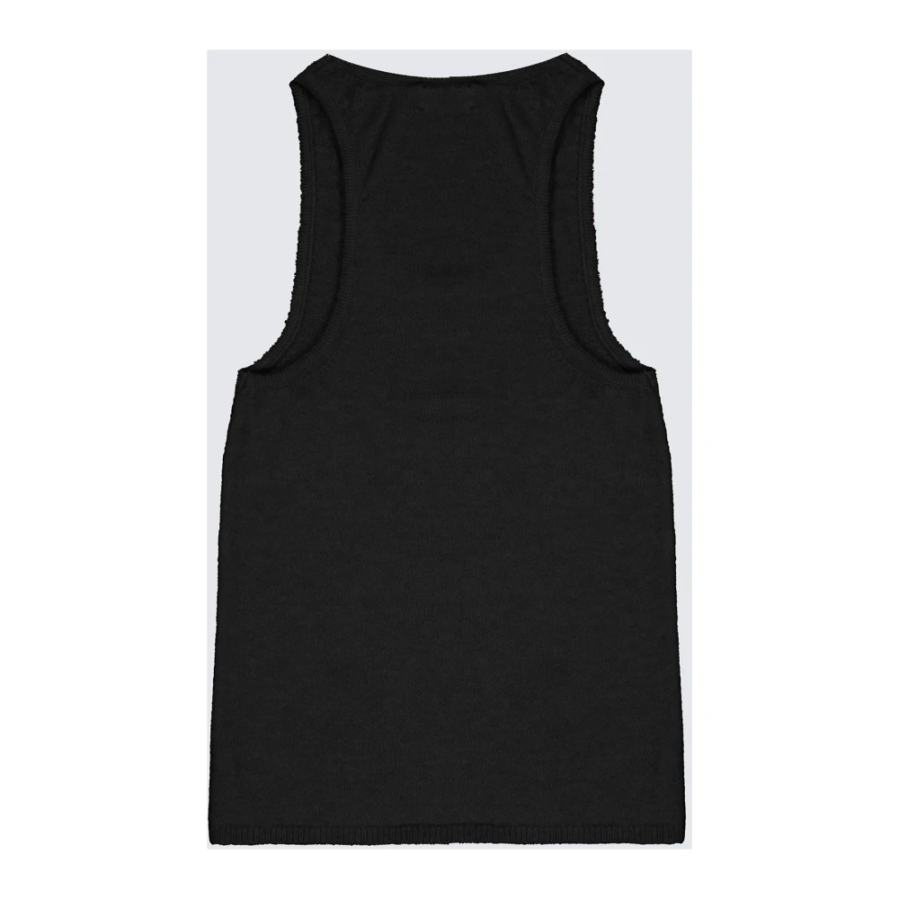 Laneus Wollen Mouwloze Ronde Hals Top Black Dames