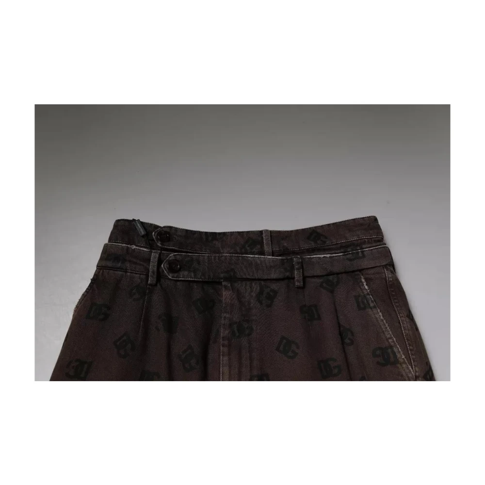 Dolce & Gabbana Bruine Logo Katoenen Straight Denim Jeans Brown Heren