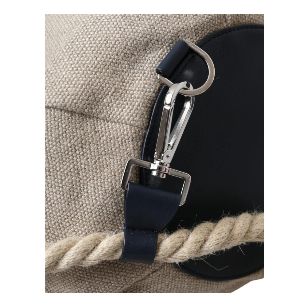 Dolce & Gabbana Beige Canvas Bucket Bag met Logo Beige Heren