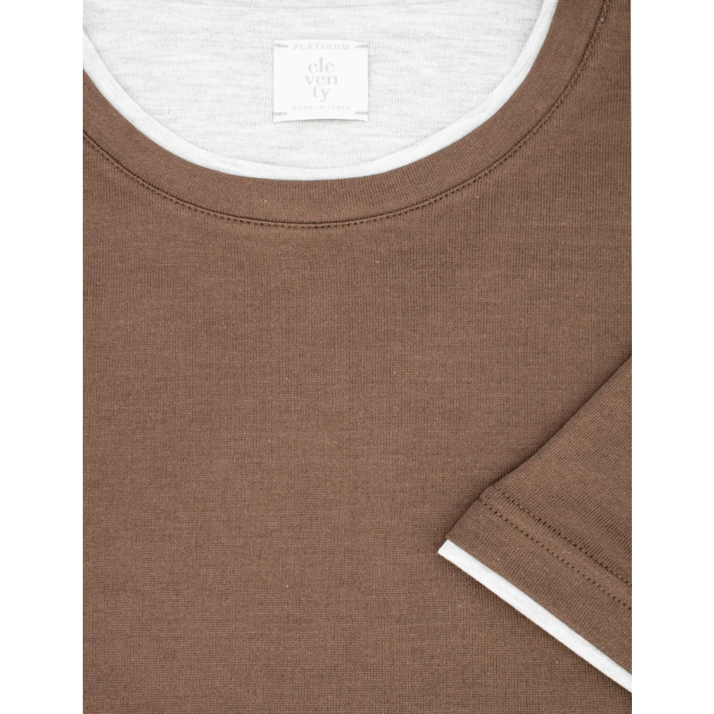Eleventy Katoenen T-shirt met Contrastdetails Brown Heren