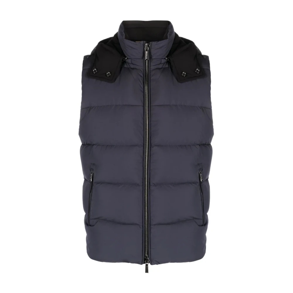 Moorer Uomo Blu Gilet Imbottito Con Collo Alto