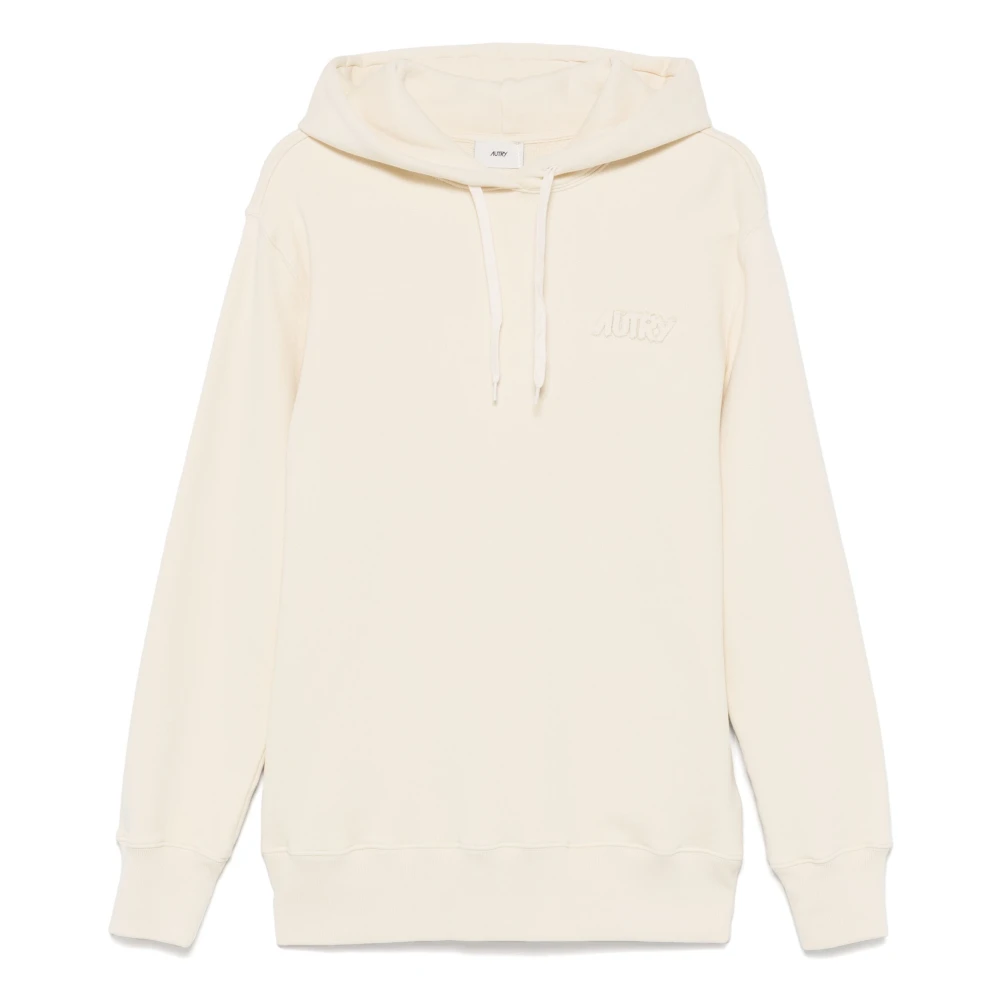 Autry Ljus Beige Hoodie med Ribbade Nederkant och ärmslut Beige, Herr