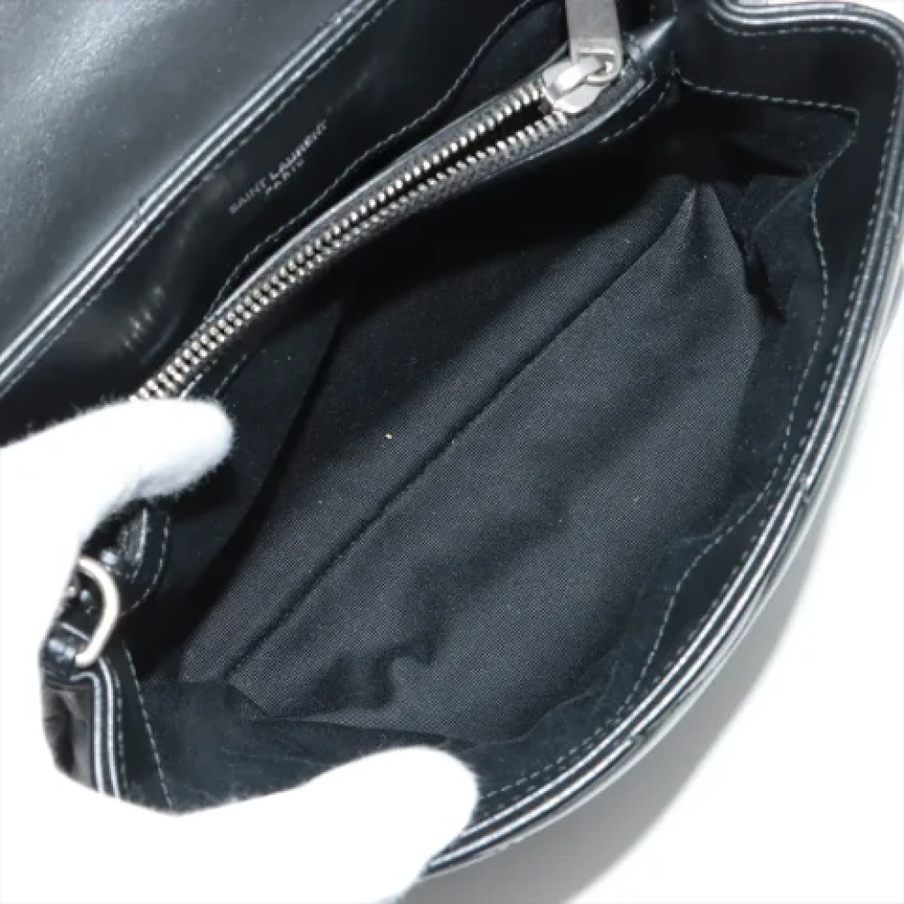Yves Saint Laurent Vintage Pre-owned Loulou Small Chevron Quilted Leather 2-Ways Envelope Bag Black Dames