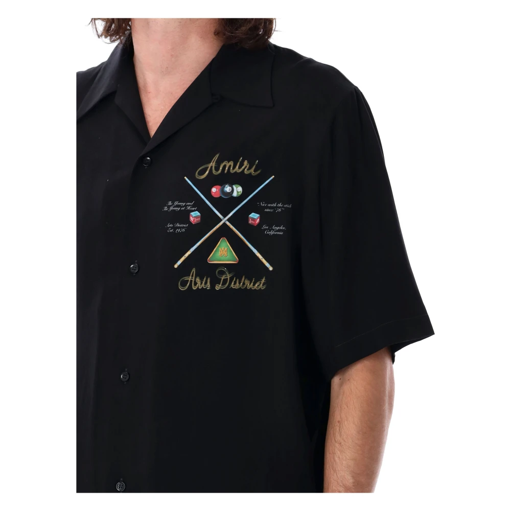 Amiri Zwarte Pool Cue Bowling Shirt Black Heren