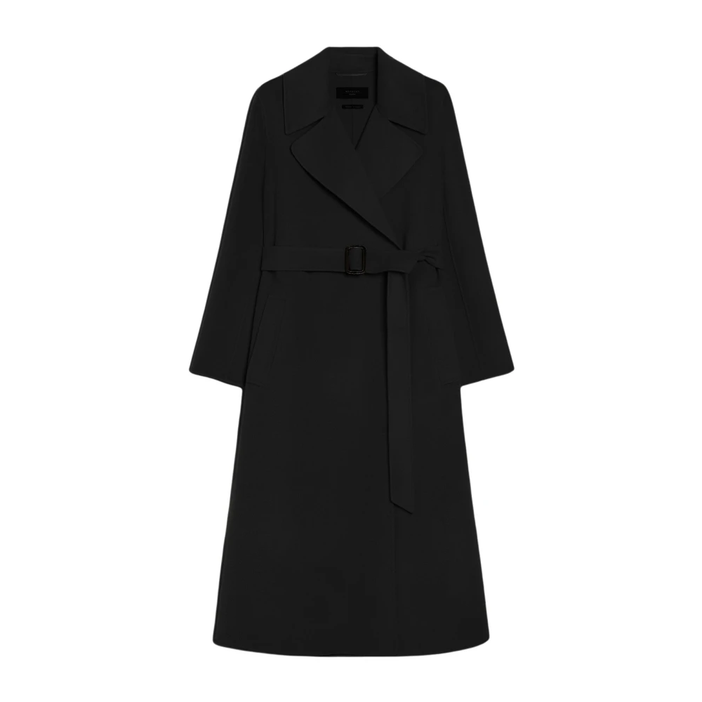 Max Mara Weekend Elegant Ullkappa med Bälte Black, Dam