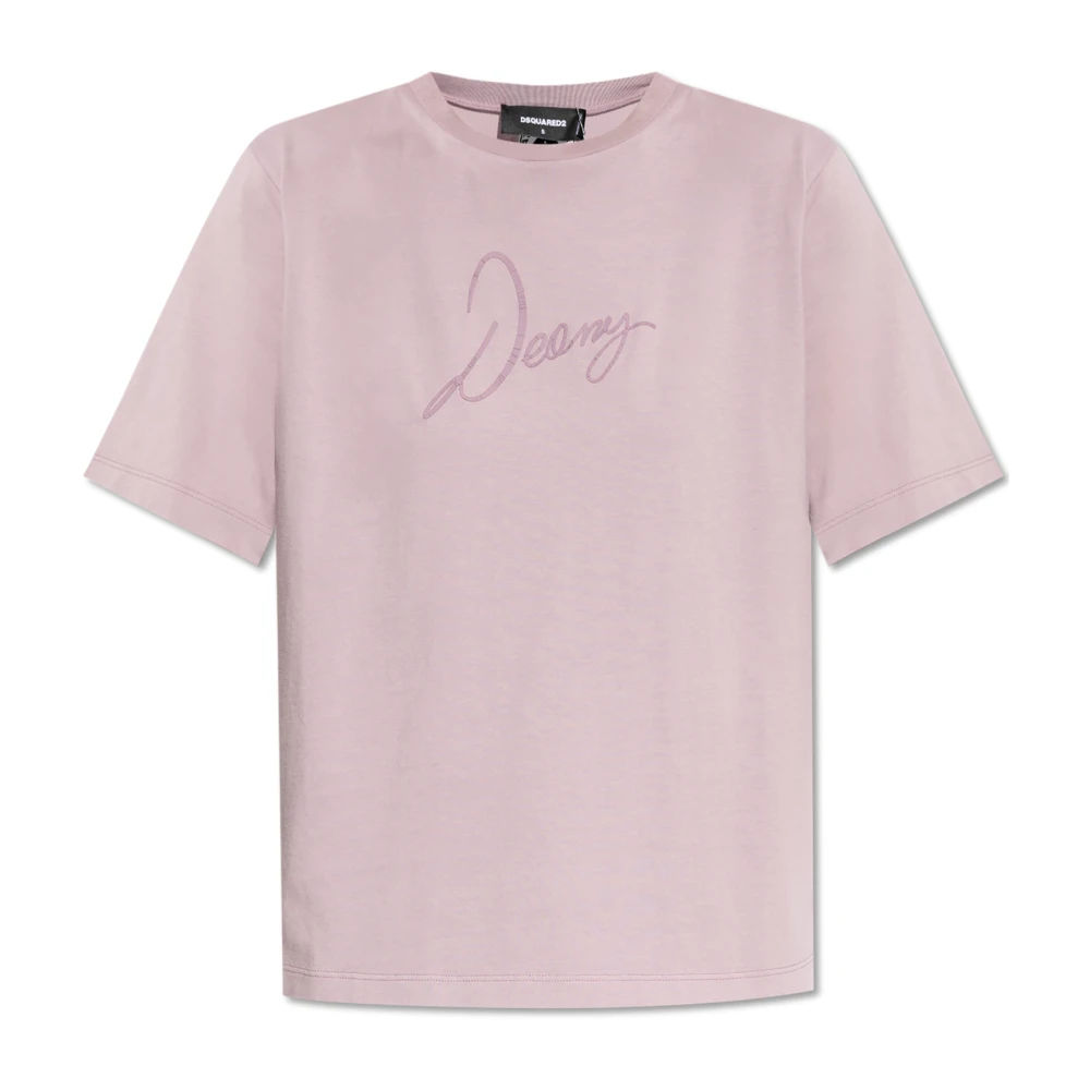 Dsquared2 T-shirt met bedrukt logo Purple Dames
