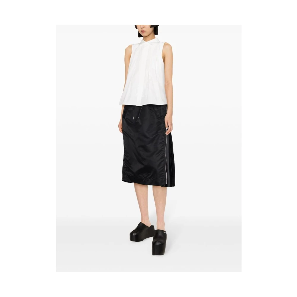 Sacai Witte Poplin Geplooide Overhemd White Dames