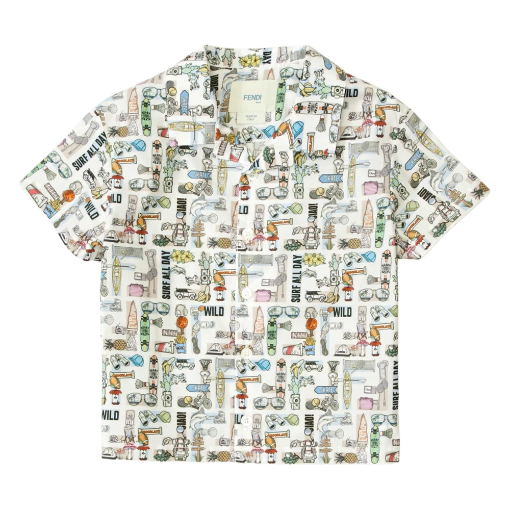 Fendi Ff Logo Shirt - Male - Kids Shirts - Multicolor - 12 M - Kids