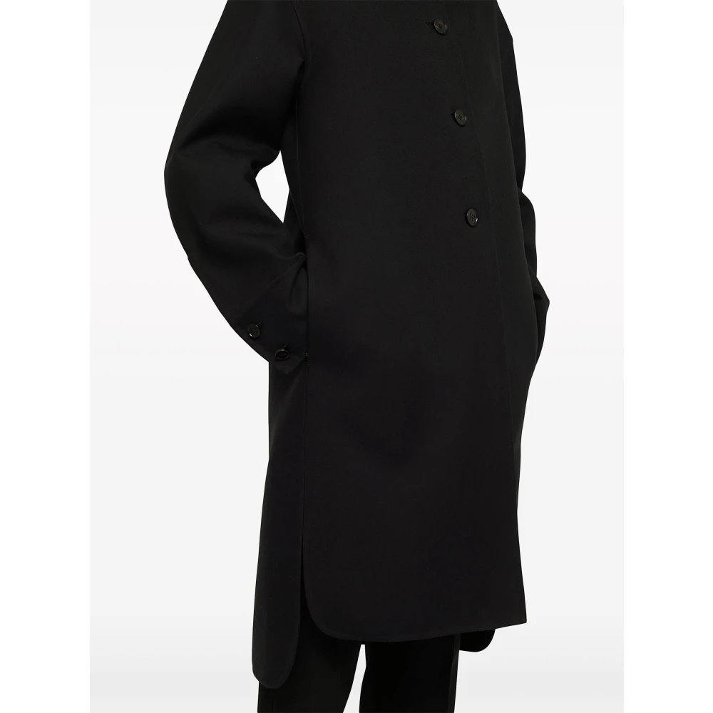 Jil Sander Zwarte Katoenen Jas Spreid Kraag Italië Black Dames