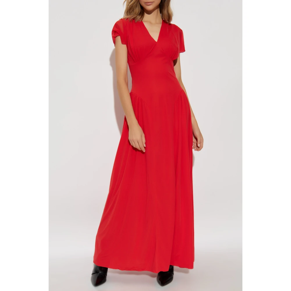 Rotate Birger Christensen Jurk Maxi V-hals Red Dames