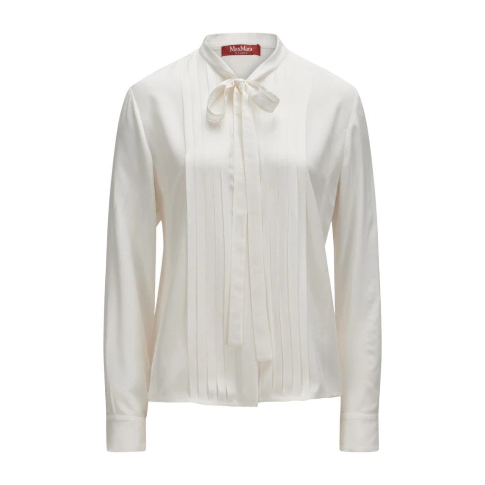 Max Mara Studio Elegante Zijden Witte Blouse White Dames