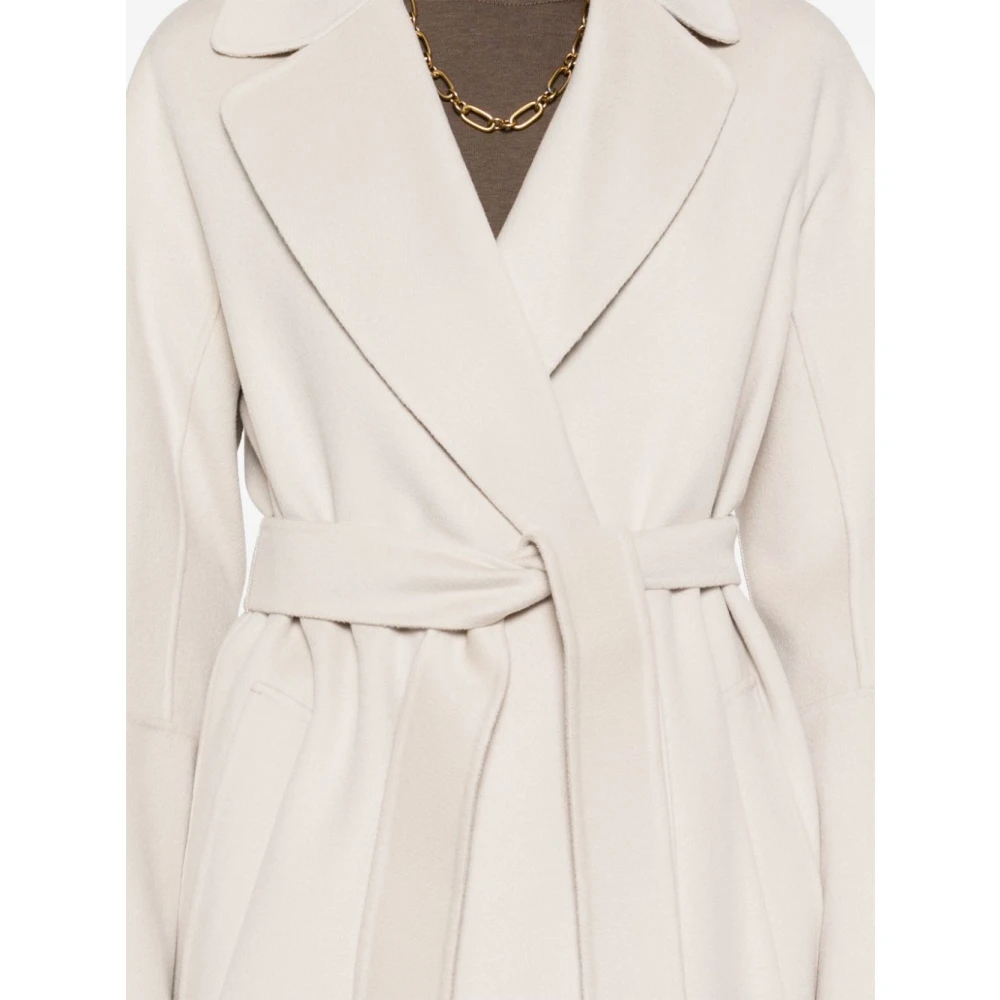 Max Mara Beige Wollen Jas Klassieke Revers Beige Dames