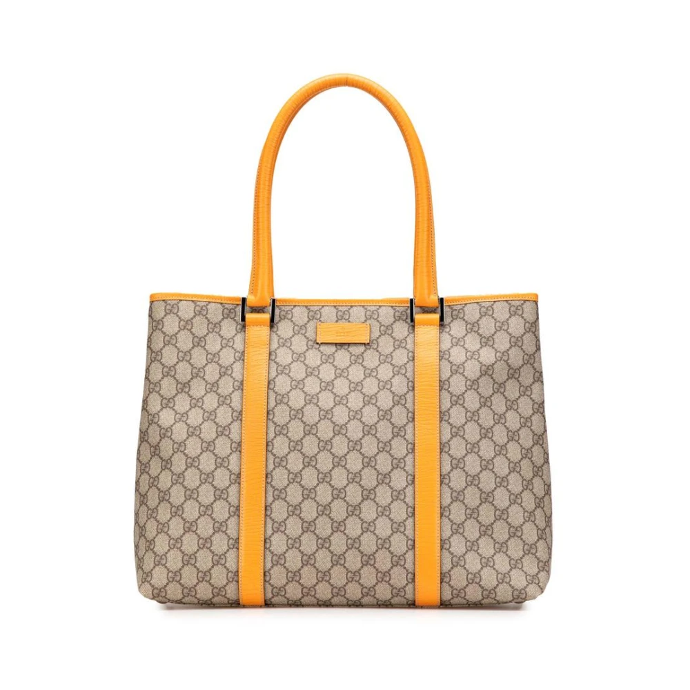 Gucci Vintage Damen Braun Gebrauchte Signature Pattern Tote Tasche Für Den Täglichen Bedarf