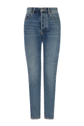 Högmidjade denim jeans, oversize passform