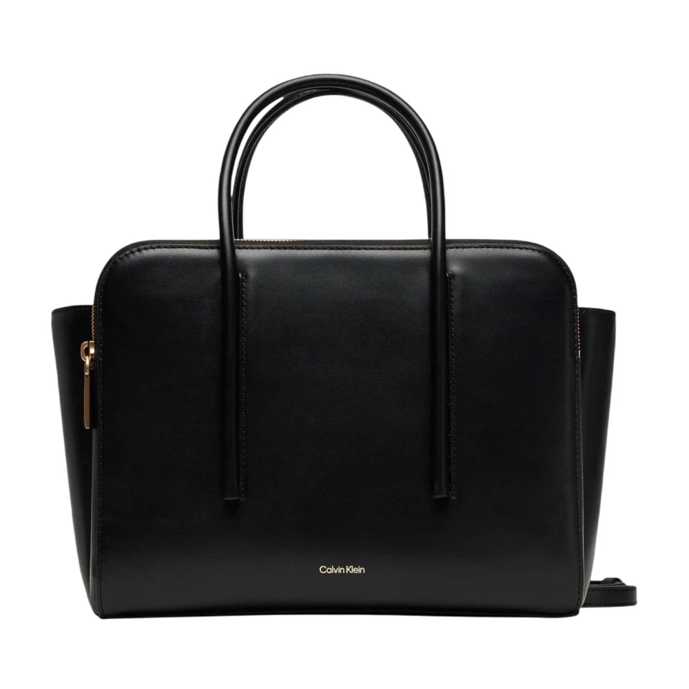 Calvin Klein Women's Black Carryall Mini Leather Tote Bag