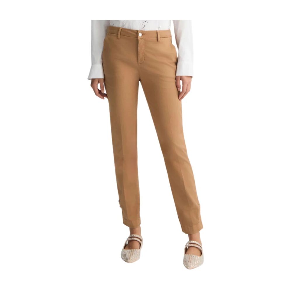Liu Jo Beige Chino Chic Katoenen Broek Beige Dames