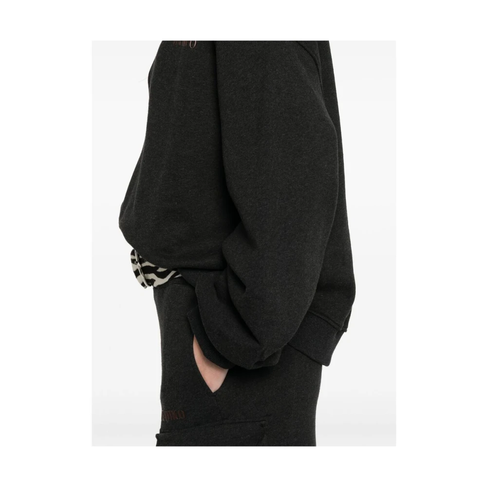 The Attico Zwarte Sweatshirt met Logo en Gedrapeerde Mouwen Black Dames