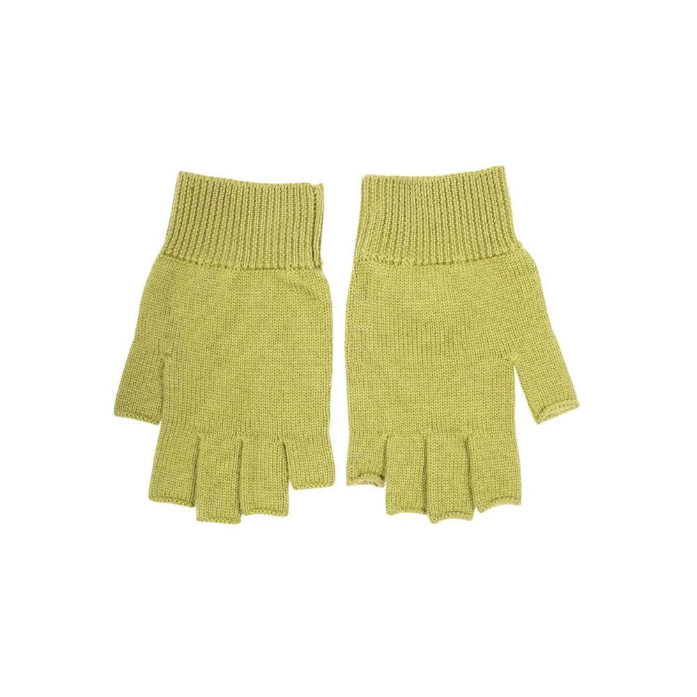 Rick Owens Geribbelde Wol Handschoenen Green Heren