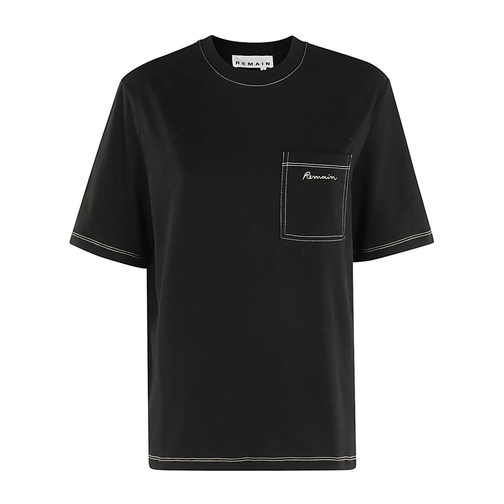 Remain Birger Christensen Stijlvolle Contraststiksel T-shirt Black Dames
