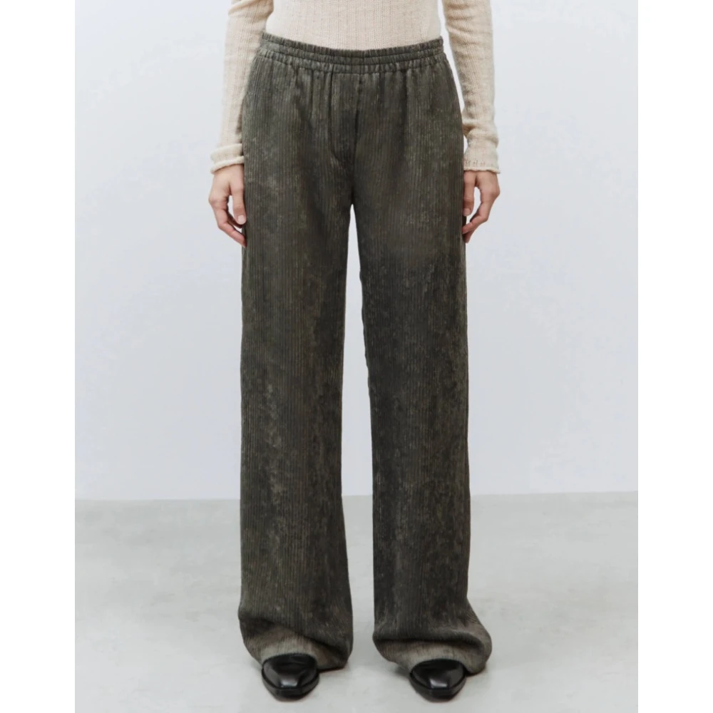 Alysi Velvet Rib Elastische Broek Gray Dames