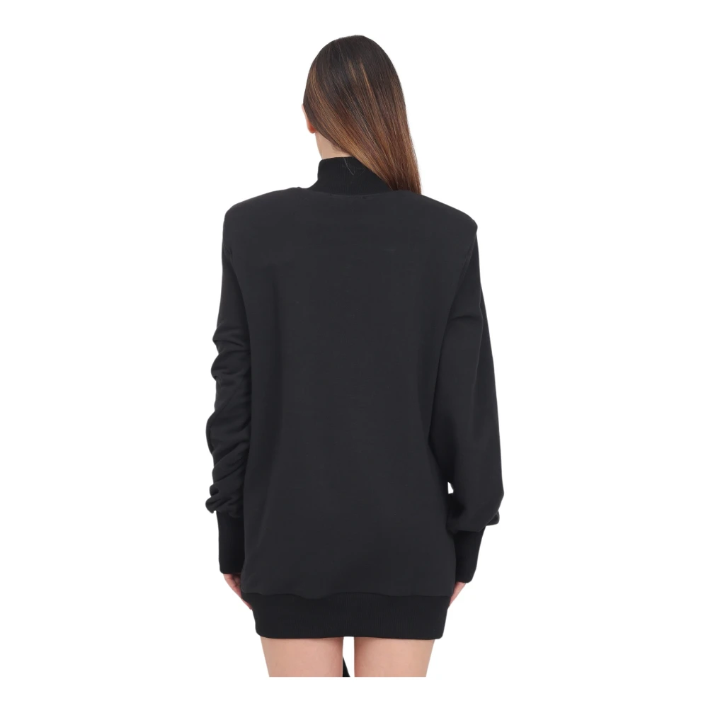 Versace Jeans Couture Zwarte Korte Jurk met Gotisch Logo Black Dames