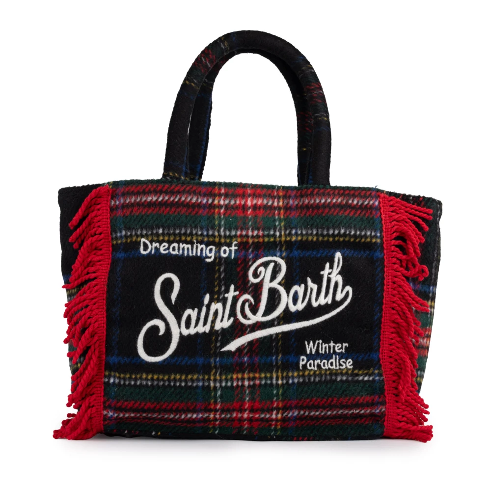 MC2 Saint Barth Rode franje boodschappentas met tartan Red Dames