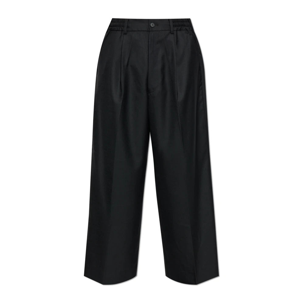 Comme des Garçons Wollen geplooide broek Black Heren