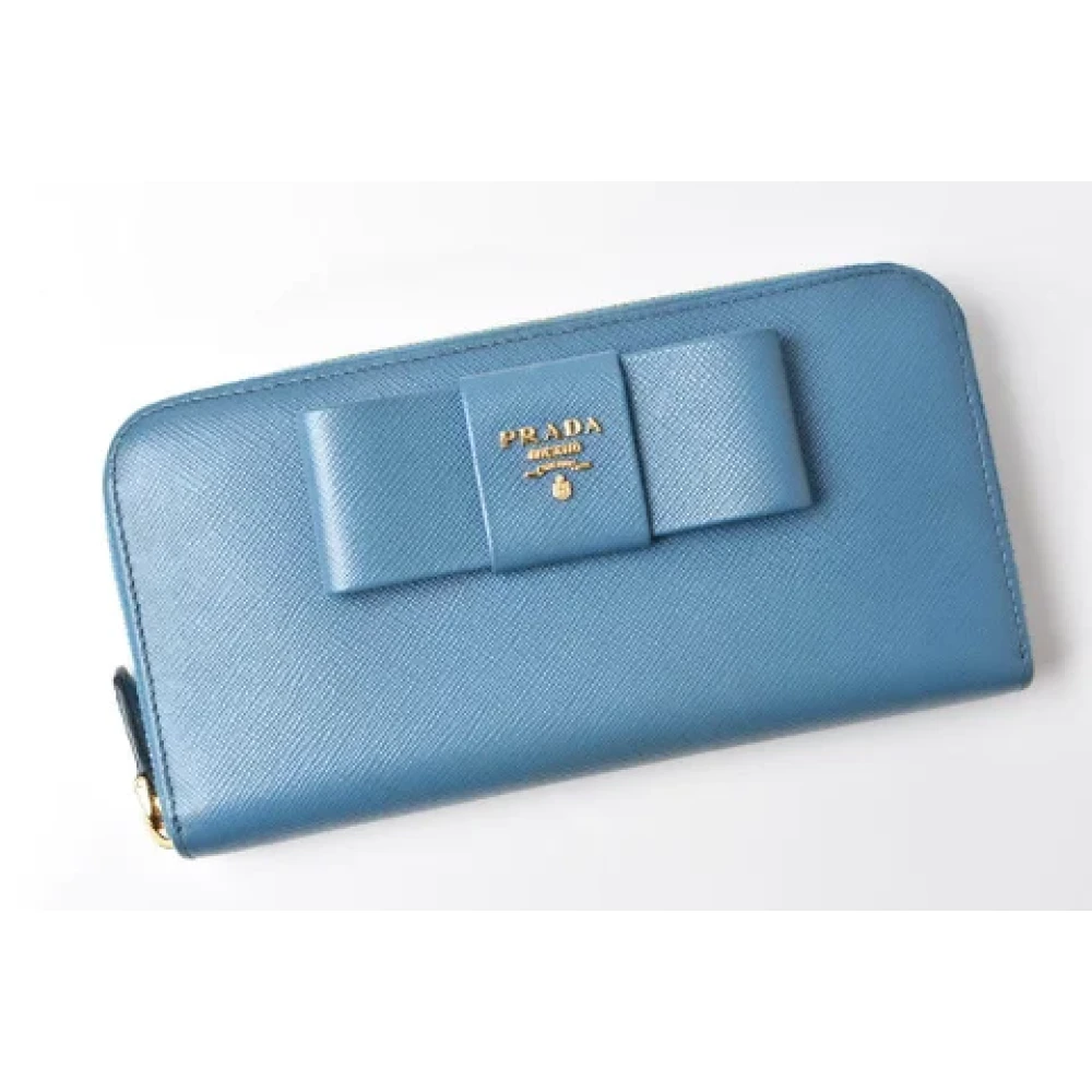 Prada Vintage Pre-owned Leather wallets Blue Dames