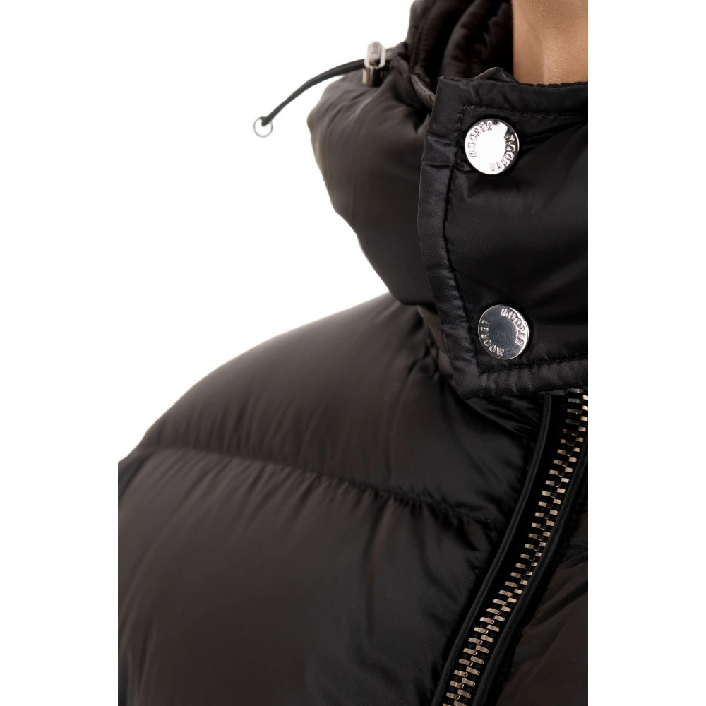 Moorer Zwarte Winterjas met Afneembare Kraag Black Heren