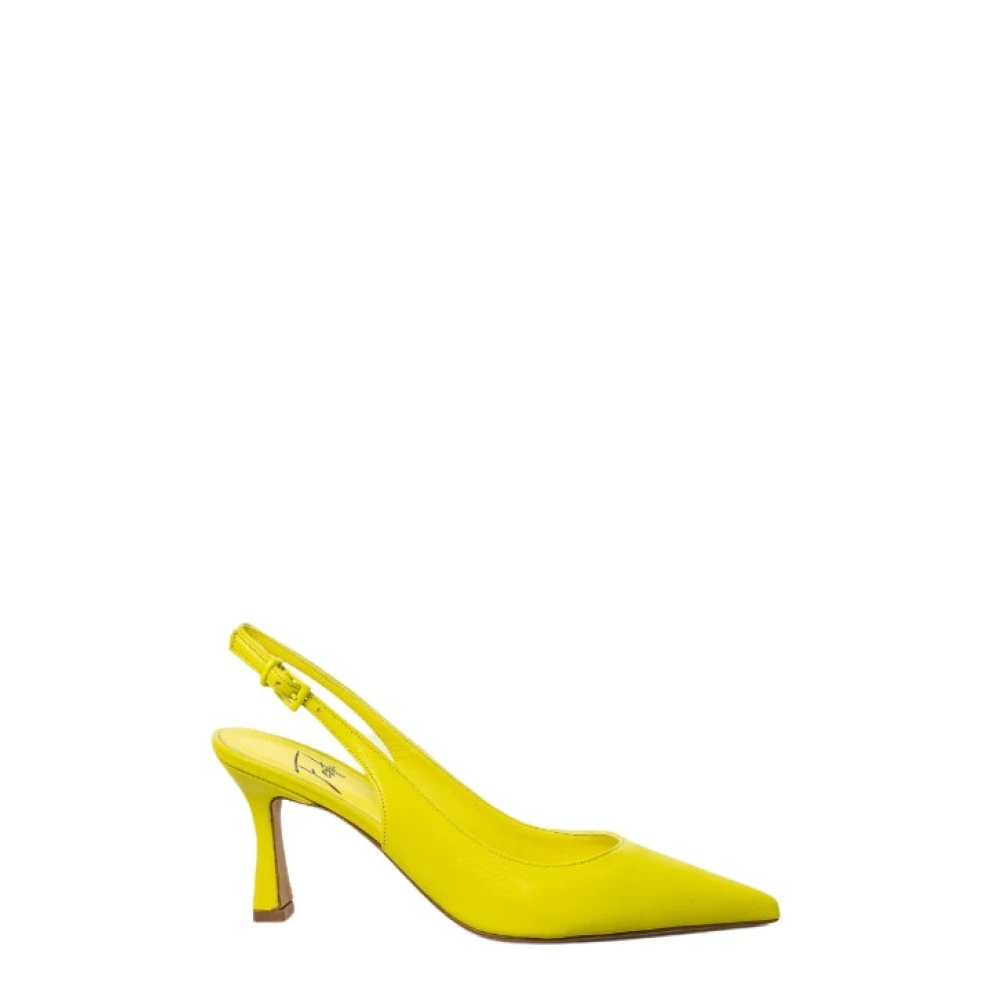 Roberto Festa Läder Slingback Sandal med Justerbar Ankelrem Yellow, Dam