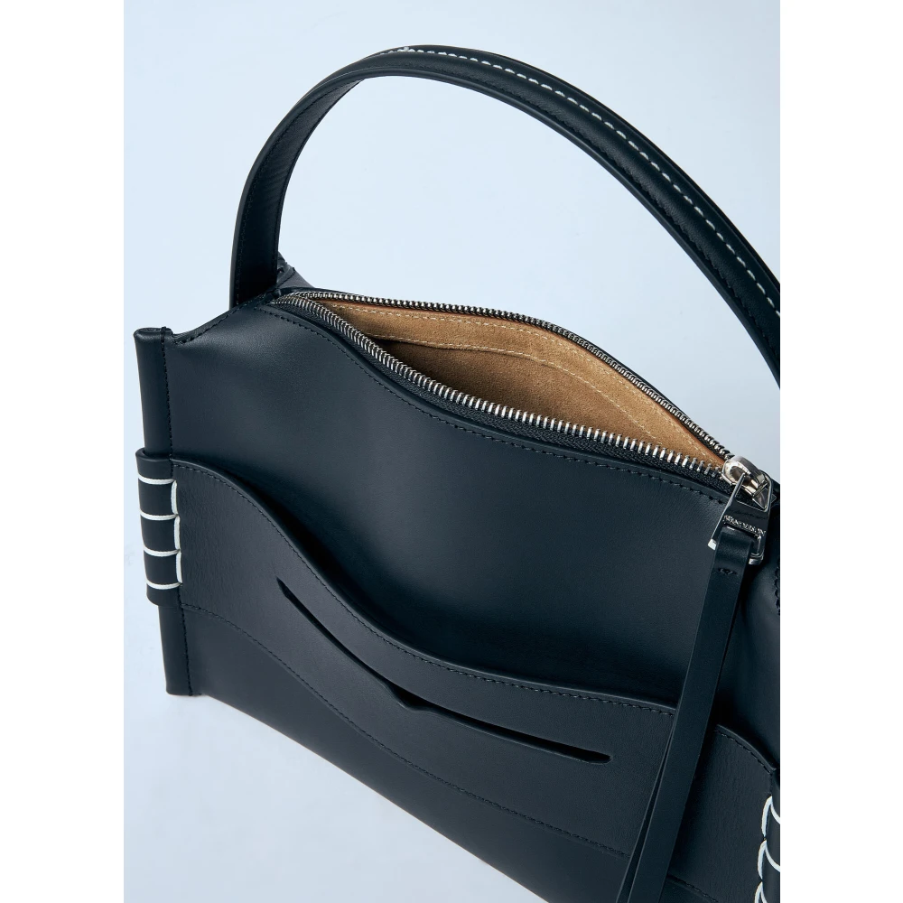 JW Anderson Italiaanse leren Loafer tas Topstitching Black Dames